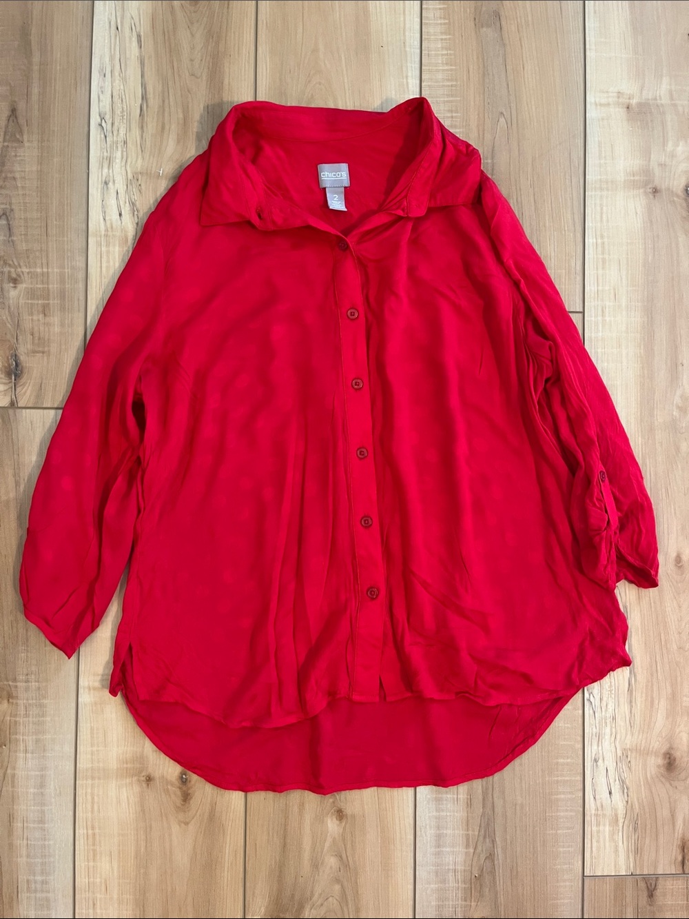 Chico's Bright Red Button-Down Shirt
